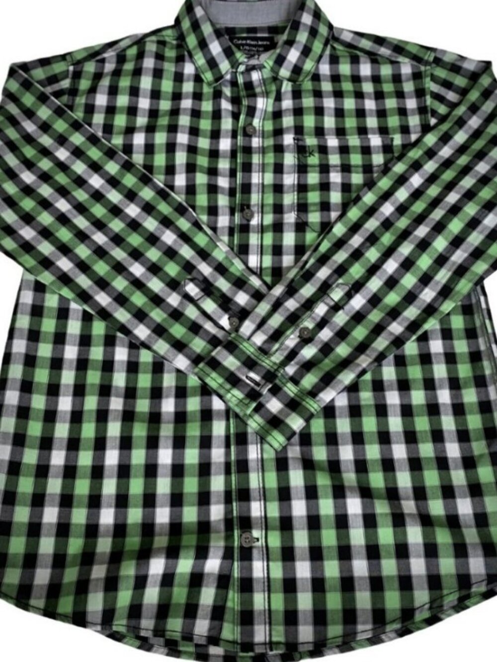 Calvin Klein Jeans button down shirt size LG 14/16 - Picture 3 of 3